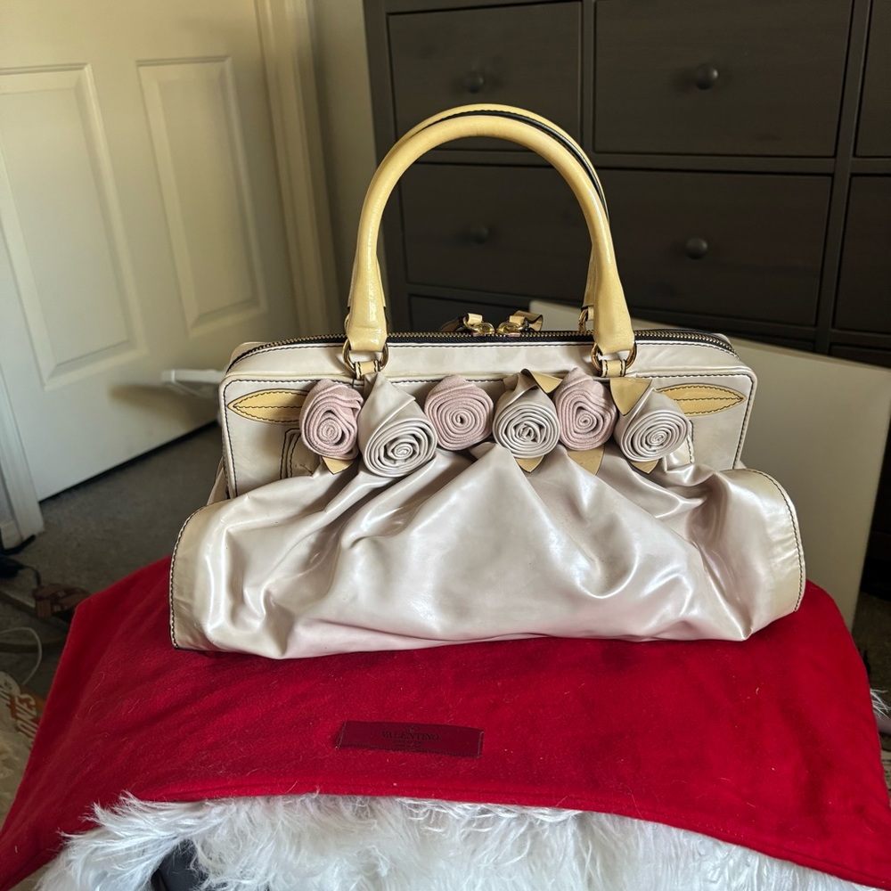Valentino Garavani Cream and Pink Satchel